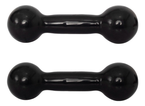 Par Halter Bola Emborrachado De 1kg- Fisioterapia E Pilates Cor Preto