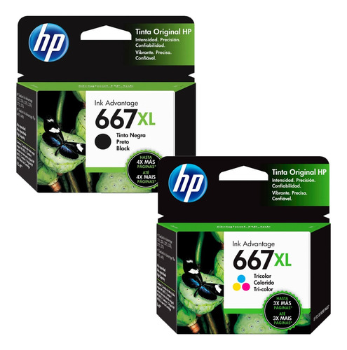 Kit 2 Cartucho Hp 667 667xl Deskjet 2776 Preto + Color 