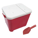 Kit Canister Container Ração Pá Dosadora 15kg Vermelho