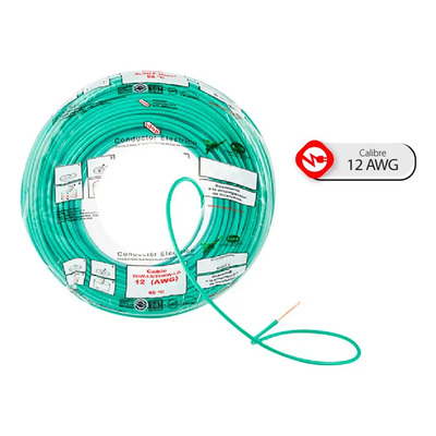 Bolsa 50 Mts Cable Iusa Verde Thw Cal 12 Awg 100% cobre IU-CTHW-12V-B50 | Envío gratis