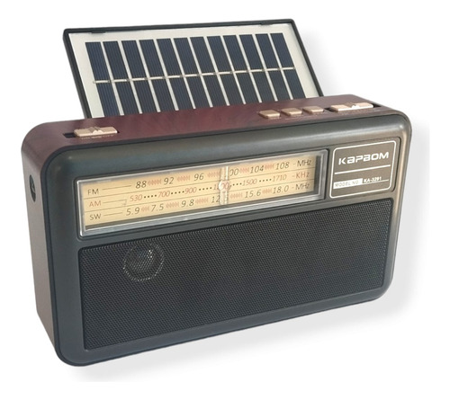 Rádio Retro Som Bluetooth Usb Sd Am Fm Placa Solar Lanterna