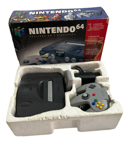 Nintendo 64  Com Caixa + Jogo F-1 World Gran Prix De Brinde.