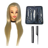 Kit Tesouras Obopekal Dourada + Cabeça De Boneca Treinos