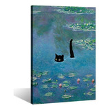 Cuadro Enmarcado 16x24 Pulgadas: Gato Negro De Monet En El E