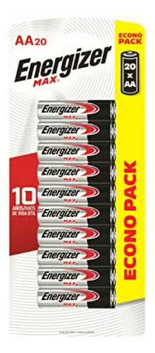 Energizer, Pila Max Alcalinas, Aa, 20 Pilas, Blanco/rojo