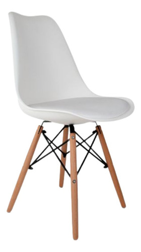 Cadeira De Jantar Eames Estofada Cor Preto Branco Ds