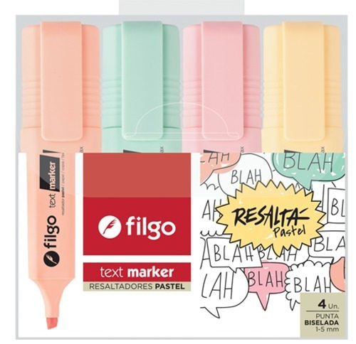 Resaltador Pastel Filgo Colores Resaltadores Pastel X4 Und