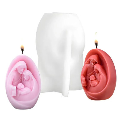 Solviora Molde De Silicón Navidad Sagrada Familia Virgen Jesús Vela 3d Blanco. Te Permite Moldear Chocolate, Resina, Jabón Y Velas. Adecuado Para Manualidades Diy Y Decoración Del Hogar.