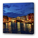 Cuadro 45x45cm Paisaje Italia Venecia Noche Iluminacion