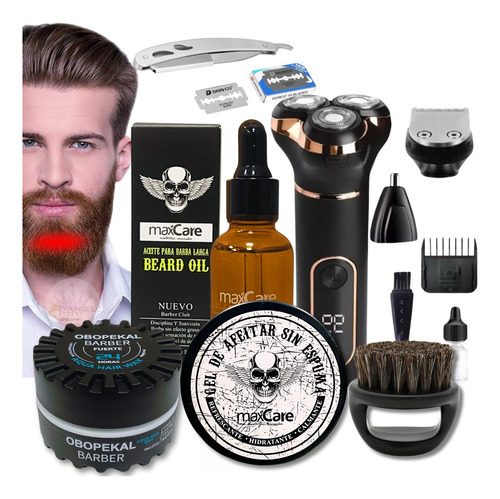 Gel De Afeitar  Aceite Para Barba  Navaja Con Repuestos Kit