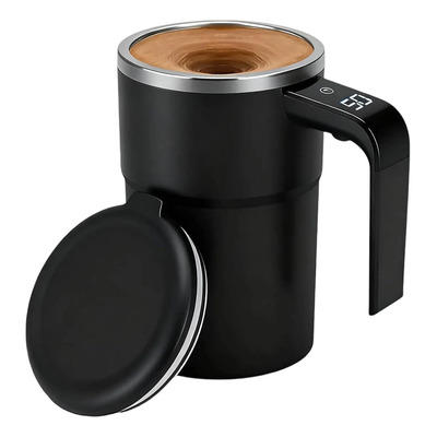 Taza Auto-mezcladora Con Imán Y Pantalla De Temperatura Negro