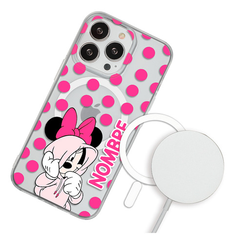 Funda Para iPhone Magsafe Minnie Mouse Con Tu Nombre