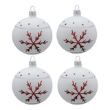 Esfera De Navidad Grande Blanca Caja 4pz Árbol Navideño 9cm 