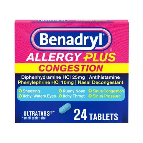 Benadryl Alergia + Congestion, 24 Comprimidos Cada Uno (paqu