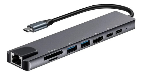 Adaptador Hub 8 En 1 Usb-c Ethernet Hdmi Usb X3 Thunderlbolt