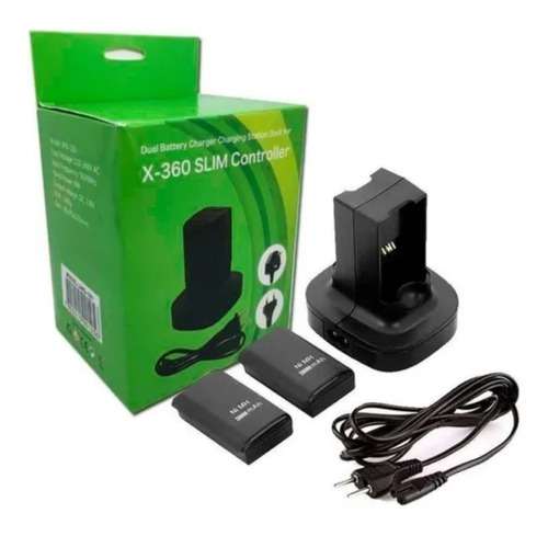 Carregador Com 2 Baterias Recarregáveis Duplo Xbox 360