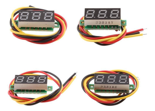 Voltímetro Led Dc 0-100 V De 0.28 Pulgadas, 4 Unidades