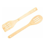 Set Cuchara + Espátula De Madera Bambu