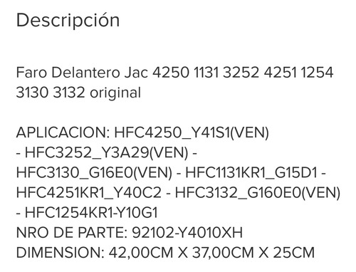 Faro Delantero Jac Gallop Por $156 C/u Y El Par En $262 Foto 6