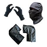 Guantes P Piel + Pasamontañas Balaclava + Cubre Manos Moto