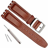 Correa De Cuero De Vaca Con Hebilla Inox Para Swatch 17mm