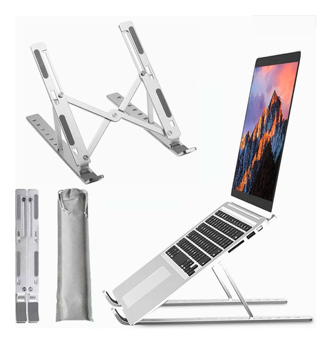 Suporte Ajustável Para Portáteis Com 6 Posições Laptop Stand Premium Aluminum Suporte Alumínio Para Macbook Air Macbook Pro Silver