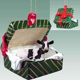 Caja De Regalo De La Vaca Holstein Ornamento De La Navidad -