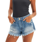 Shorts Jeans Lança Perfume Comfort Low Ve24 Azul Feminino