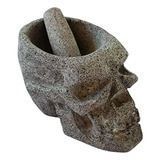 Molcajete/mortero Y Maja De Piedra Volcánica, Cráneo Mexican