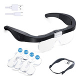 Gafas Manos Libres Lupa Carga Usb Con 2 Luces Led 5 Lentes