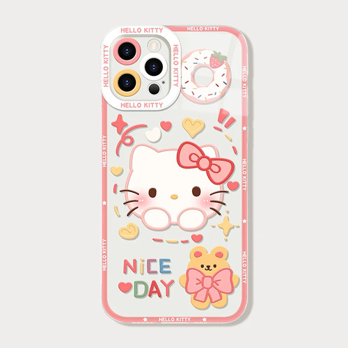 Funda Transparente De Silicona Suave Para iPhone Hello Kitty