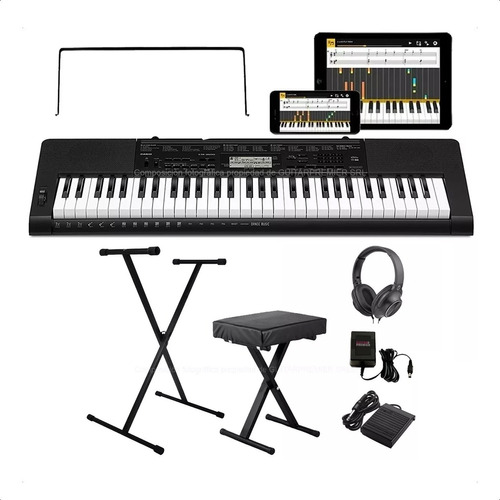 Organo Teclado Casio Ctk3500 Pie Banqueta Pedal Fuente Auris