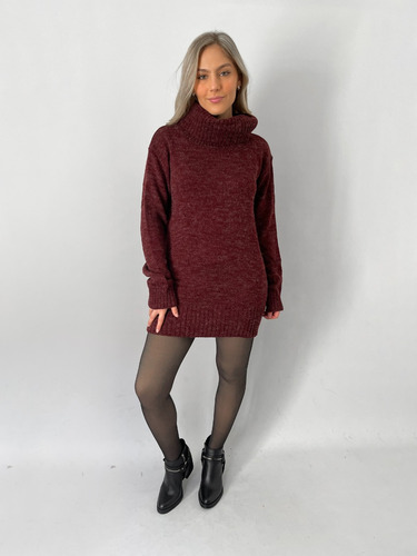 Poleron Largo De Hilo Acrilico Mujer Sweater Pullover Dama