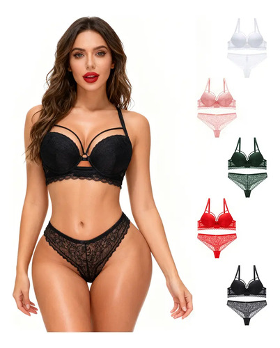 Conjunto Lenceria Sexy Coordinado Tanga Brasier Con Aros | MercadoLibre
