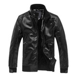 Jaqueta De Couro Masculina Slim Fit Para Motociclista