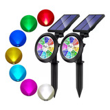 2 Lámpara Solar D Jardin Luces Exterior Con Sensor Rgb Color
