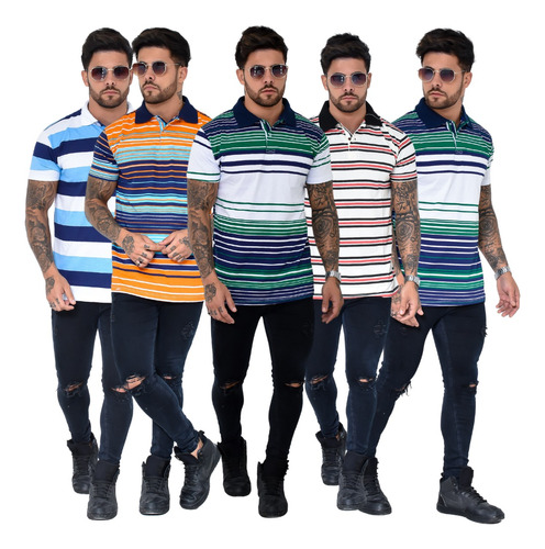 Kit 5 Camisa Gola Polo Masculina Camiseta 100% Algodão