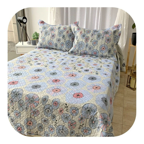 Cubre Cama Verano Estampado Queen Reversible Labrado  Fundas