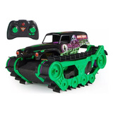 Monster Jam Vehículo Todoterreno Rc Grave Digger Trax Color Negro Y Verde