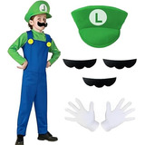 Cosplay Mario Bross Niño Luigi Superheroe Disfraz Juegos