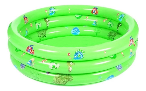 Piscina Inflable Plástico Bebe 3 Anillos 120 Cms Verano Color Verde