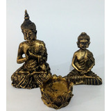 Buda Hindu Namastê E Meditando Incensário Flor De Lótus Kit 