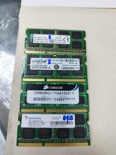 Memoria 8gb Ddr3  Pc3l 12800s Para Portátil Varias Marcas