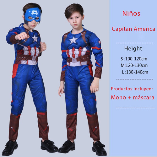 Traje De Cosplay Capitan America Mono De Superhéroe Niños