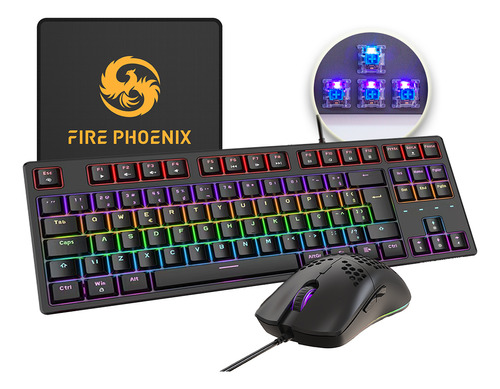 Kit Teclado + Mouse Mecânico Gamer Led Rgb Switch Blue Bk05