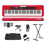 Kit Teclado Musical Casio Casiotone Ct-s200 61 Teclas Red