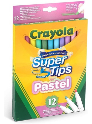 Plumones Pastel Punta Cónica Super Tips Crayola® 12 Piezas