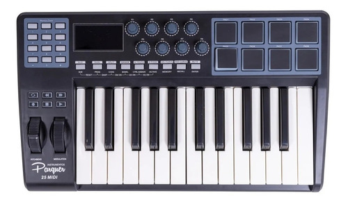 Controlador Midi 25 Teclas 8 Pads Lcd Parquer