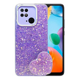 Carcasa Para Xiaomi Redmi 10c Glitter Brillo Con Pop Socket