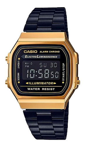 Reloj Casio A168 Edición Retro Vintage Dorado Con Negro